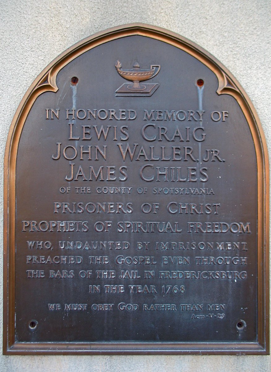 SBCHistory's tweet photo. OTD in 1768 the sheriff of Spotsylvania County, VA seized  Baptist preachers John Waller, Lewis Craig, James Childs, James Reed &amp; William Mash &amp; charged them with disturbing the peace for preaching without a license from the Anglican church. They were kept in prison for 43 days https://t.co/Hqfattk89J