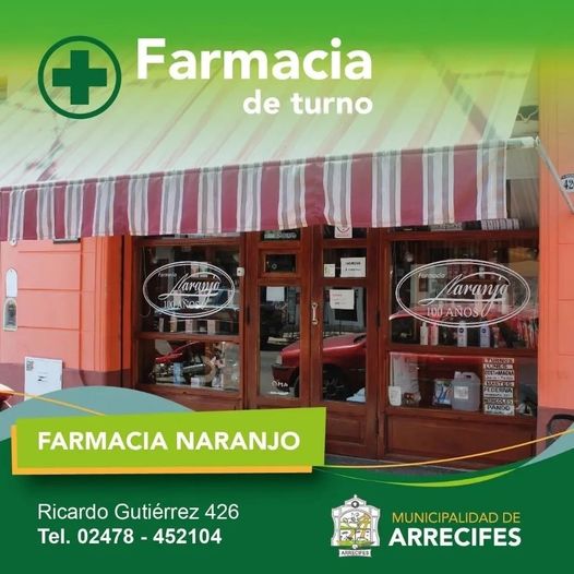 FARMACIA DE TURNO - NARANJO 
TEL: 452104