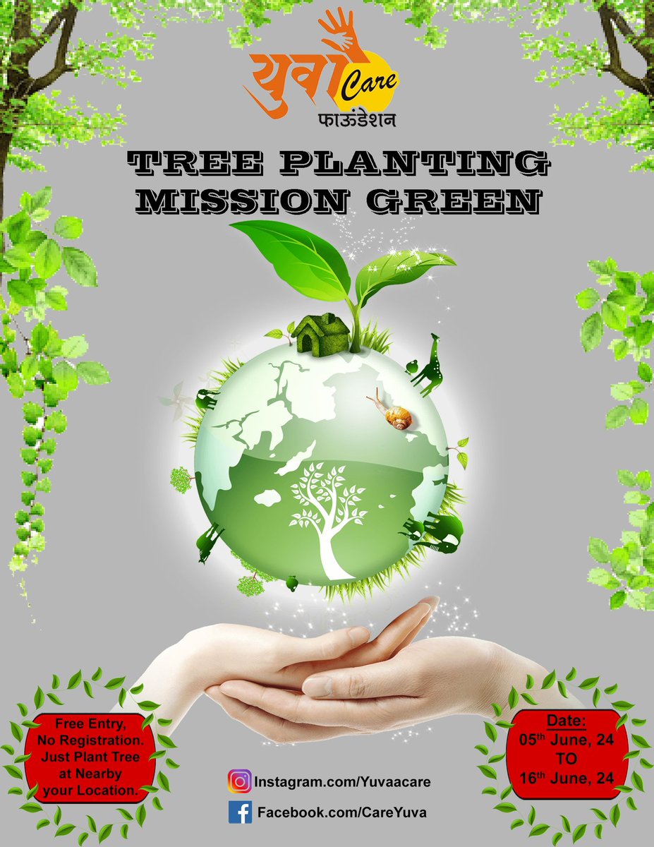 care_yuva's tweet photo. Mission Green Initiative 2024 
Do participate &amp; plant tree 🪴 at near by your place 
#missiongreen #gogreen  #yuvacare https://t.co/GM13hyOpr7