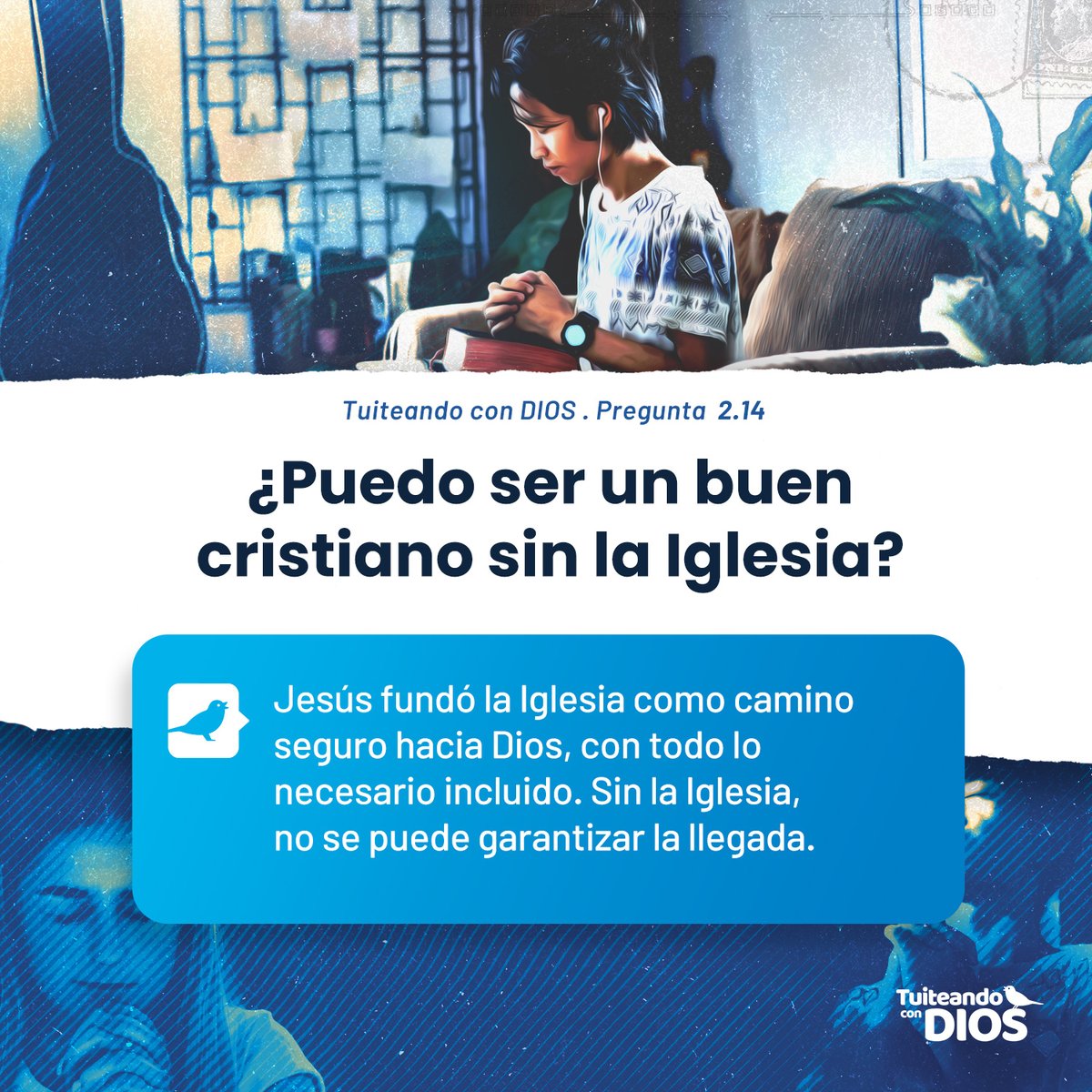 Jesús sabía que no sería fácil vivir como un cristiano. Por lo tanto instituyó la Iglesia, en la cual todos sus seguidores unidos forman una comunidad. 
Lee más sobre la pregunta 2.14 en el sitio web, la aplicación y el libro Tuiteando con DIOS.