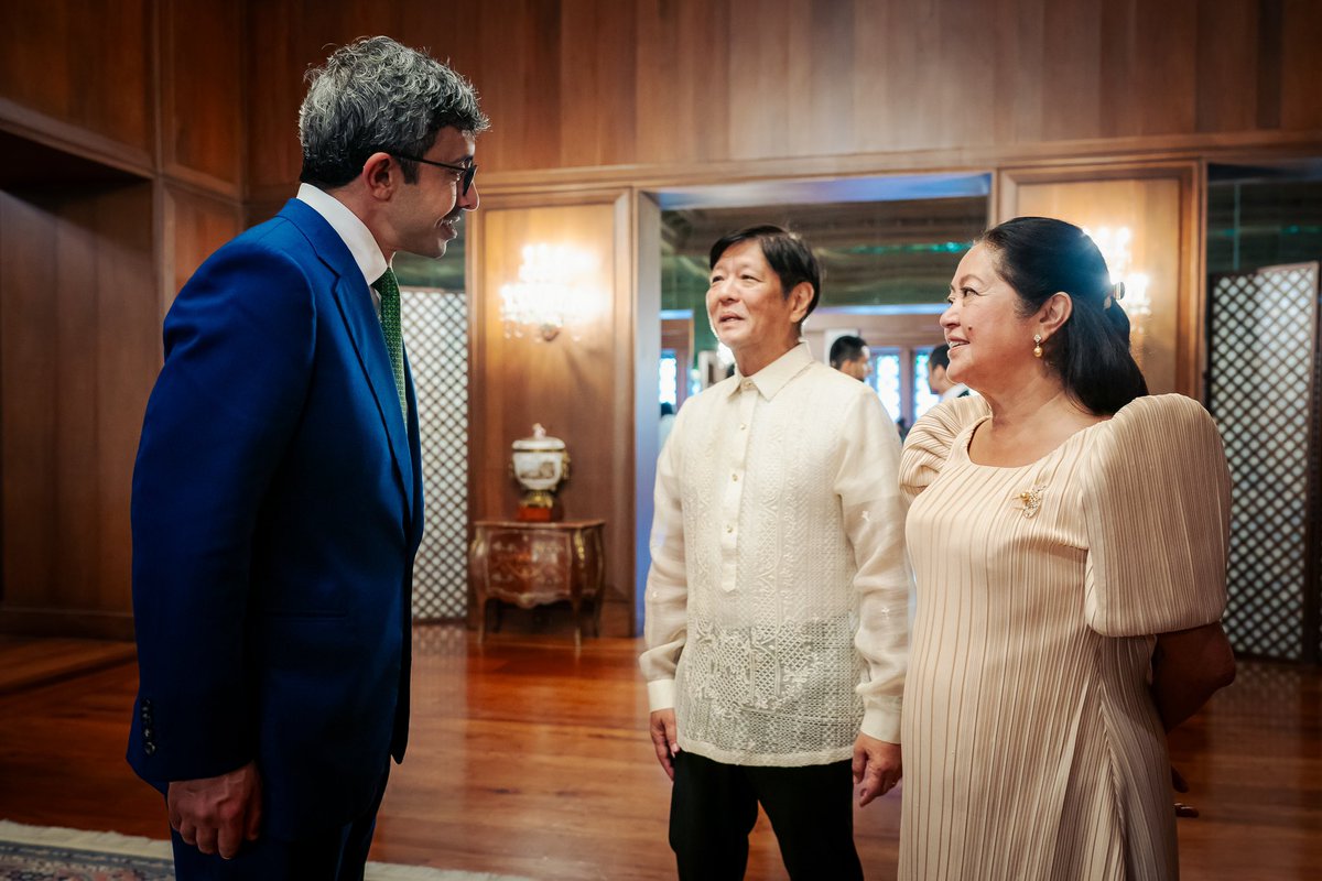 OFMUAE's tweet photo. #Philippine President receives Abdullah bin Zayed in the presence of the First Lady, and discuss bilateral relations between 🇦🇪&amp;🇵🇭, and ways to enhance cooperation in various sectors. https://t.co/8ZgWG0pGNL