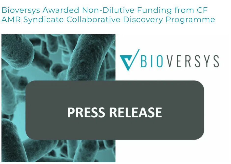 CF AMR Syndicate (@cfamrsyndicate) on Twitter photo 🎉 We're excited to announce that <a href="/Bioversys/">BioVersys</a> has been awarded with non-dilutive funding via our CDP programme to advance the pipeline of preclinical assets for CF lung infections.
Read the press release ow.ly/rTUe50S8cEx
<a href="/MedDiscCat/">Medicines Discovery Catapult</a> | <a href="/cftrust/">Cystic Fibrosis Trust</a> | <a href="/lifearc1/">LifeArc</a> 🎉 We're excited to announce that <a href="/Bioversys/">BioVersys</a> has been awarded with non-dilutive funding via our CDP programme to advance the pipeline of preclinical assets for CF lung infections.
Read the press release ow.ly/rTUe50S8cEx
<a href="/MedDiscCat/">Medicines Discovery Catapult</a> | <a href="/cftrust/">Cystic Fibrosis Trust</a> | <a href="/lifearc1/">LifeArc</a>