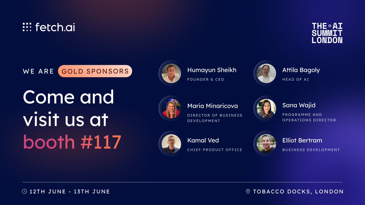 We proud to announce our Gold Sponsorship of the AI Summit in London next week🏅  
We're also taking over the AI Summit Hackathon with our AI Agent tech🤖

It's a big year for Fetch.ai! 
#AISummit #web3
