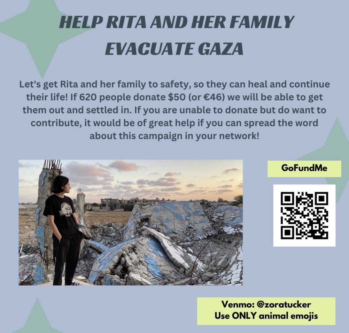 Donate to help Rita and her family evacuate Gaza!