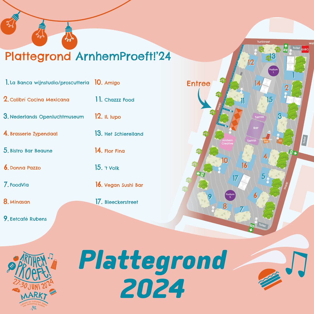 ArnhemProeft_24's tweet photo. 🌟 Het is tijd om je festivalplan te maken!

Onze plattegrond is nu beschikbaar en het zit vol met culinaire verrassingen. Tag je vrienden en plan jullie dag vol lekkernijen.

Nog geen tickets? Haal ze hier: https://t.co/9YQ2nDnHoG

#festivallife #arnhem #arnhemproeft https://t.co/XnuzKEOVT7