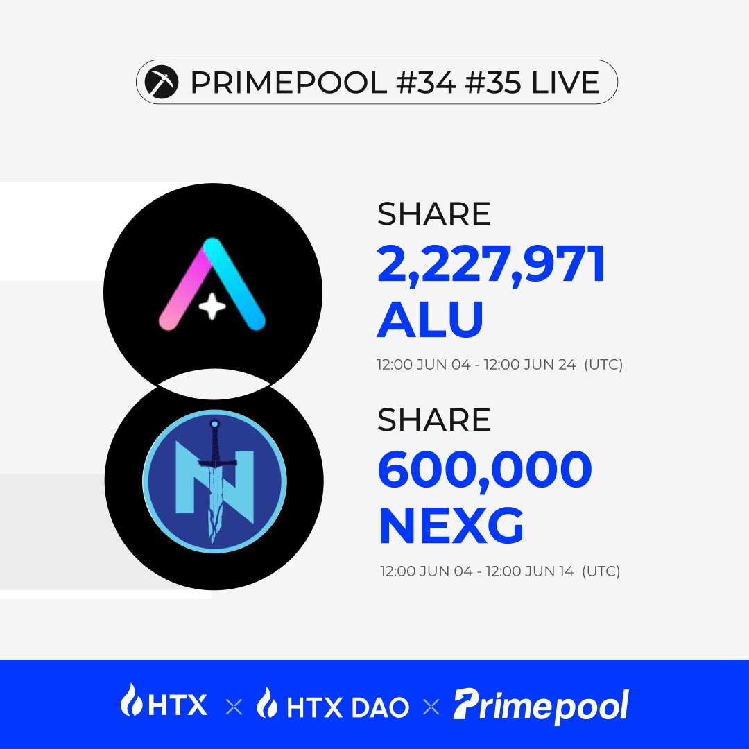 🥳#HTX PrimePool #34 #35 Go Live!

🔵 Stake $HTX flexibly
🔴 Share 2,227,971 $ALU 
 &amp;  600,000  $NEXG

Join Now>> htx.com/en-us/assetact…
