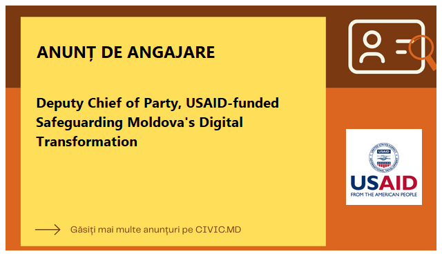 monitorulcivic's tweet image. 📣 USAID is seeking an experienced professional for the role of Deputy Chief of Party to contribute to the safeguarding of Moldova's digital transformation. This is a great chance to join a dynamic organization and work in a challenging environment. #JobOpening #DigitalTransfor…