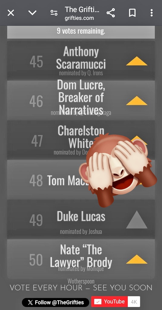 Duke_Lucas_'s tweet photo. Shout out to whoever nominated your boy for the #Grifties. 

Thank you for putting a battery in my back.  I'm bout to go hard (NO DIDDY) with the drifting now. 

Yall go to https://t.co/yc4WcJGiE8 and vote for your boy. There's some steep competition. https://t.co/50lwIOTrEI