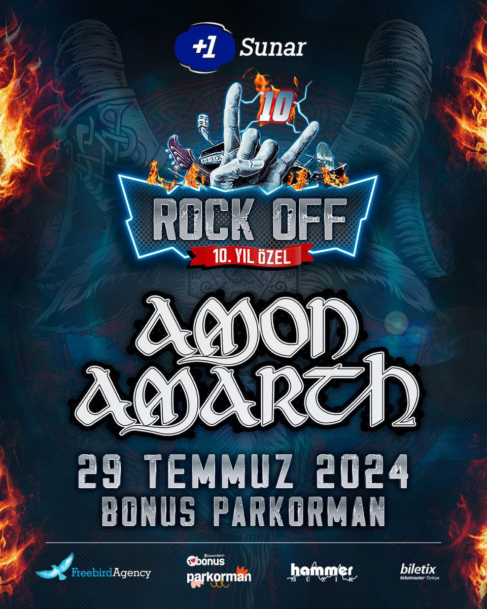 MetalTillDeathh's tweet photo. +1 Sunar: Rock Off Festival, 10. yılını AMON AMARTH ile kutluyor!

Görkemli viking sahnesi ile sahne olacak olan Amon Amarth, Johan Hegg önderliğinde, HEIDRUN OVER EUROPE turnesi kapsamında 29 Temmuz’da Parkorman’da olacak🤘🏻

🎟 Biletler 6 Haziran Perşembe 12:00'de Biletix'te. https://t.co/UCyUPqssZa