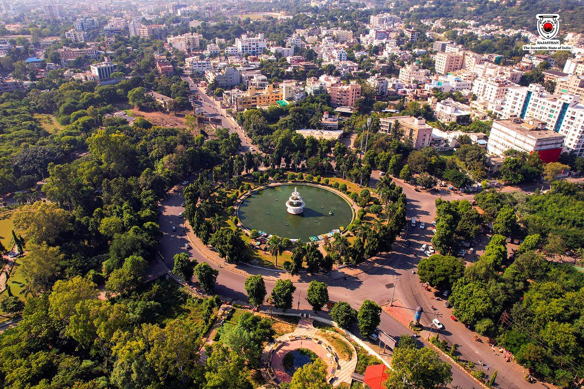 Surrounded by lush green gardens and a shimmering water fountain, Sukhadia Circle in Udaipur offers a tranquil escape. 

<a href="/incredibleindia/">Incredible!ndia</a>
#sukhadiacircle #coolsummersofindia #udaipur #explorerajasthan #summervibes #summergetaway #summervacation #coolsummer
 #travelrajasthan
(1/2)