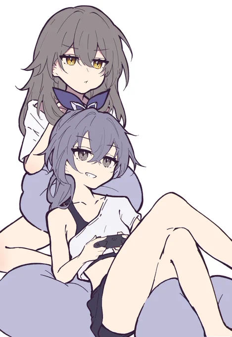 昨日あげた絵、ほんとはこんな感じで2人で遊んでる絵にしてたんだけど、色塗ってるときに星の顔が変になって消しちゃったんだよねえごめんね星 