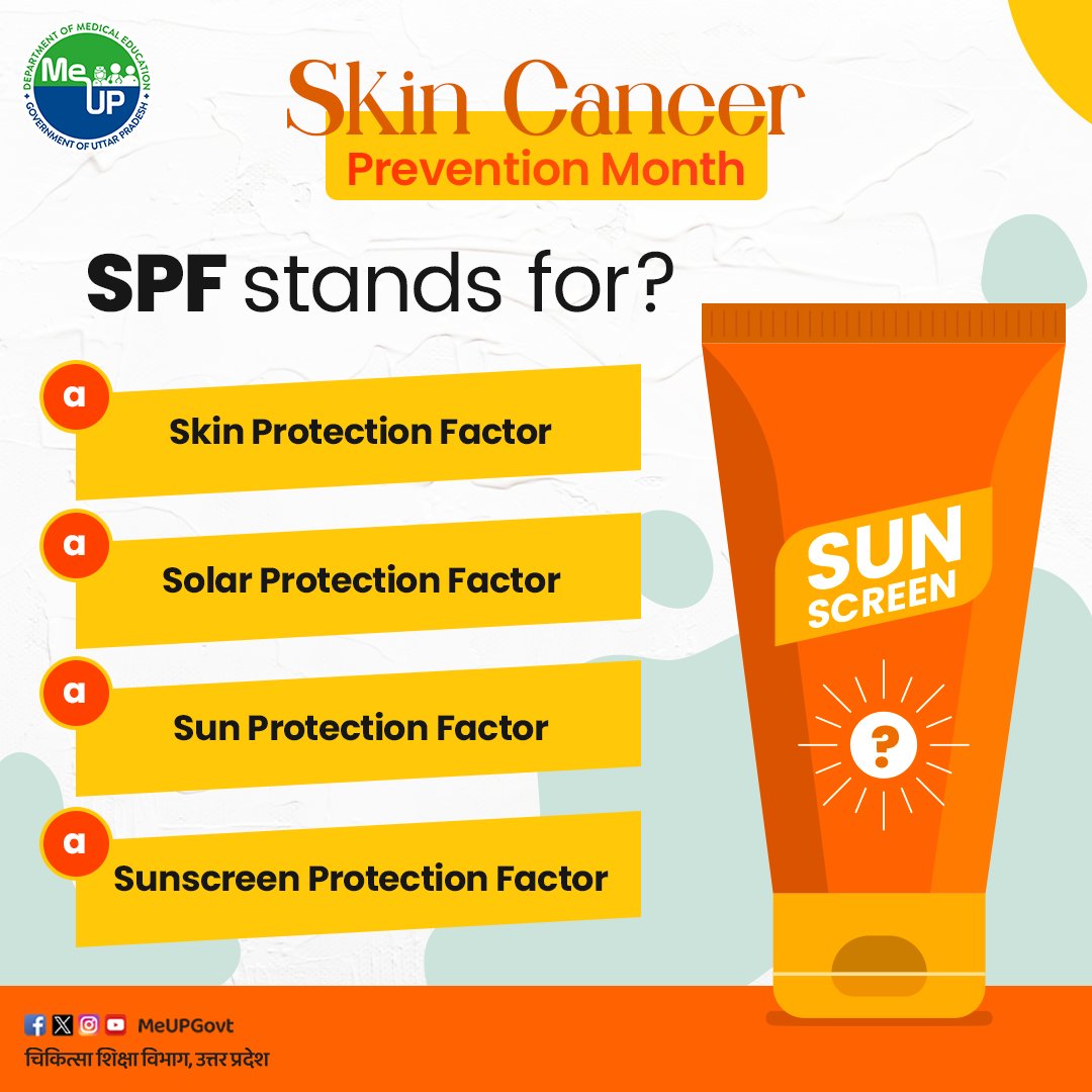 What does SPF stand for? Test your knowledge and find out the correct answer!

#MeUP #MedicalEducation #skincare #acne #SkinCancer #skin #dermatologist #UttarPradesh