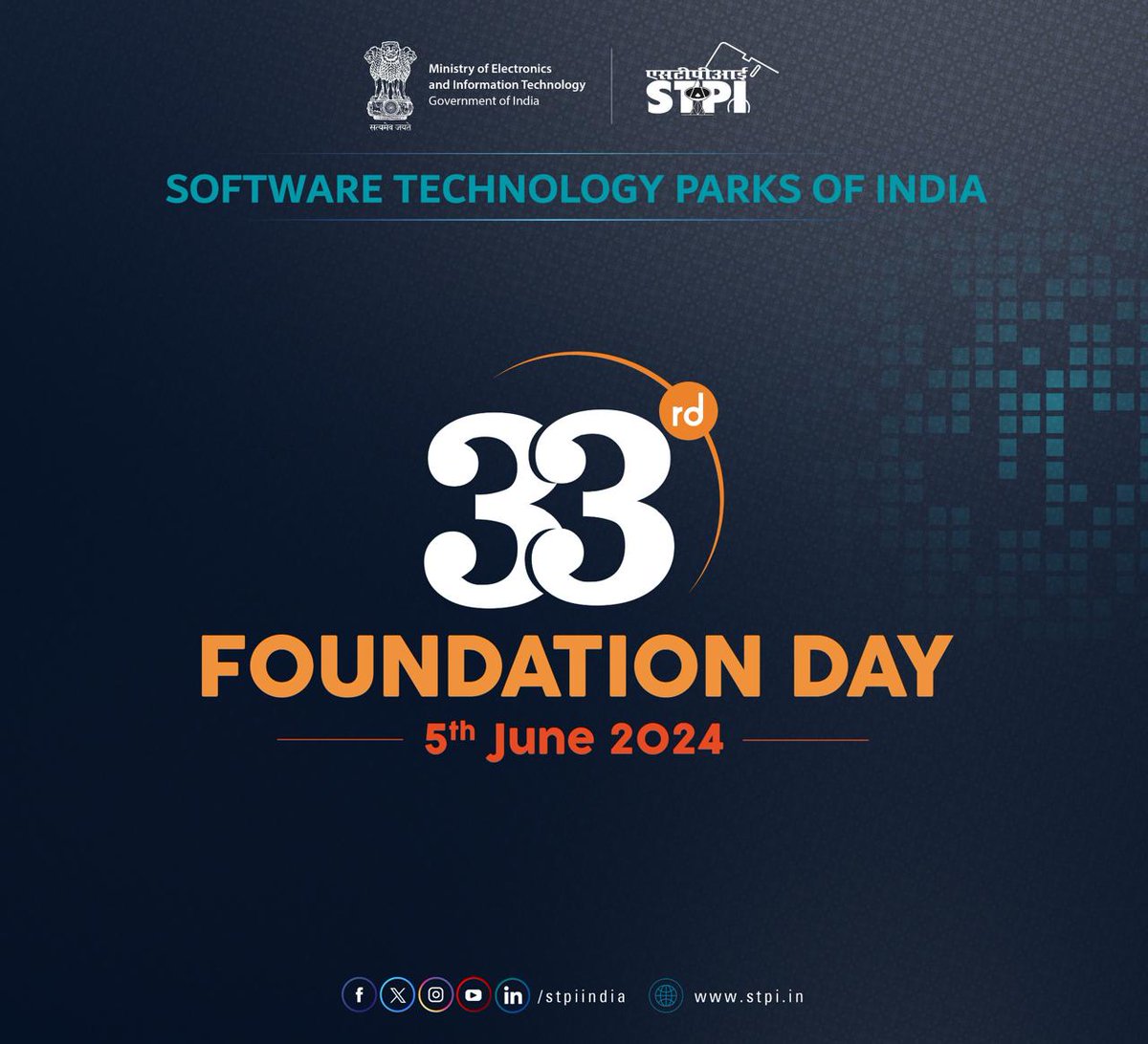 STPI is organising a seminar on 'Positioning Bharat as a Tech Product Nation' on the occasion of its 33rd Foundation Day. 

🗓 5th June 2024
🕤 9:30 am

 🔴Watch Live: bit.ly/stpi-at-33