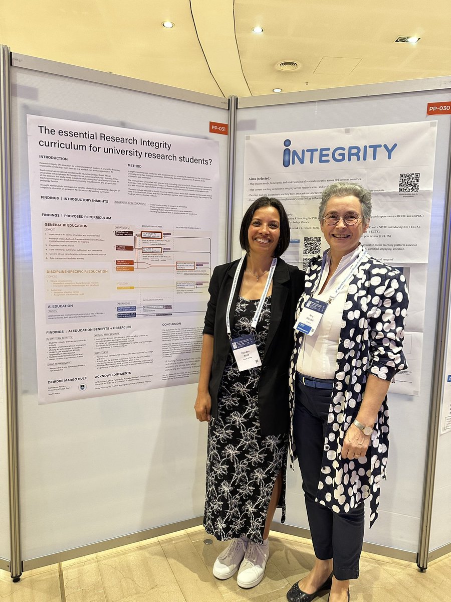 Excited to meet a fellow teacher of research methodology and integrity <a href="/WCRIFoundation/">World Conf Research Integrity</a> 2024! Deirdre and I think RI and res. method. should be taught as early as possible in professional education.