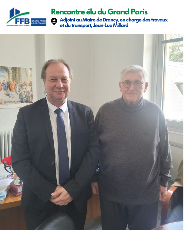 FFBGrandParis's tweet photo. 🤝Le Vice-Président en charge des relations institutionnelles de la Fédé, @y_debruyne, a rencontré l’adjoint au Maire de Drancy, en charge des #travaux et du #transport, Jean-Luc Millard, pour échanger sur la situation du #Bâtiment et les projets de #rénovation et #construction. https://t.co/F5uoGRK71Q