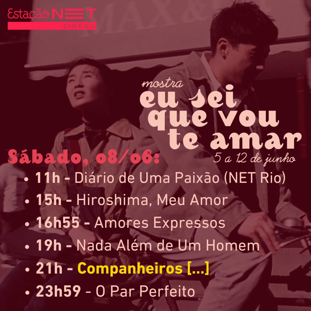 grupoestacao's tweet photo. Pessoal, pessoal, estamos a instantes do começo da mostra "Eu Sei Que Vou Te Amar", no Estação NET Botafogo, e só nos resta agradecer o carinho de quem estará presente, de quem chamou os amigos e de quem embarcou conosco em mais esse projeto. Fiquem atentos à programação: https://t.co/l6Y4Dj18qR
