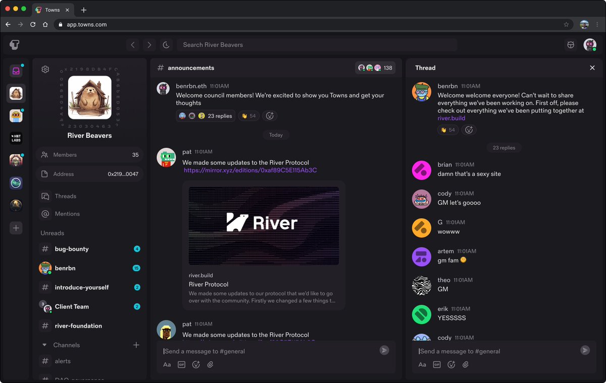 townsxyz's tweet photo. Start a Town. Join a Town. Hang with your people and get rewarded as it grows. Towns is a private, encrypted messaging app that’s fully owned by you and your community. Going live this summer ⛱️ https://t.co/qSu71HYjmh