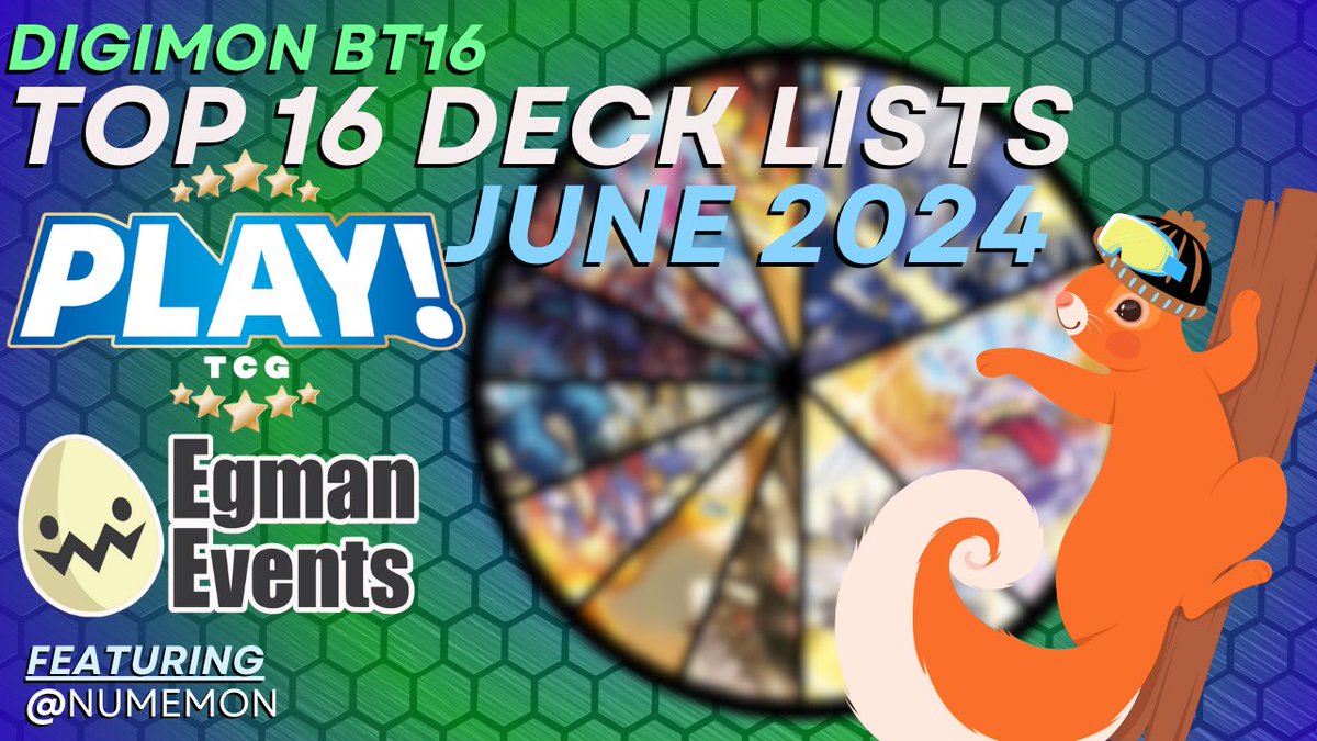 Here is the Top 16 results from the NA Digimon BT16 Regional Event! Check out <a href="/PlayTCGOfficial/">Play!TCG</a> /<a href="/The_Egman/">Baron Egman</a>'s sites and take a look at the lists!
youtu.be/srNSGEisLPg?si…