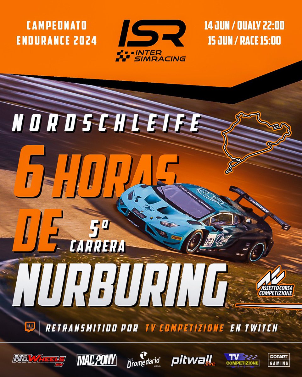 6H de Nordschleife 

Este mes la última prueba del campeonato endurance 2024

Apúntate a la última carrera en el infierno verde

intersimracing.duckdns.org:9006/championship/e…

#ISR | #6hNurburing | #simracing