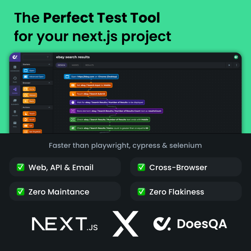 does_qa's tweet photo. Building a modern web app?
Test it with a modern test tool!

DoesQA is faster, cheaper and includes features specifically for developers.