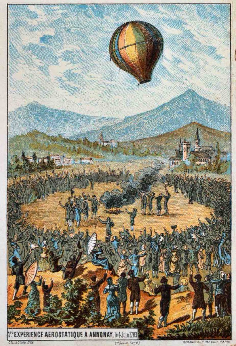 In Annonay führen am 4. Juni 1783 die Gebrüder Montgolfier ihren ersten unbemannten Heißluftballon öffentlich vor.