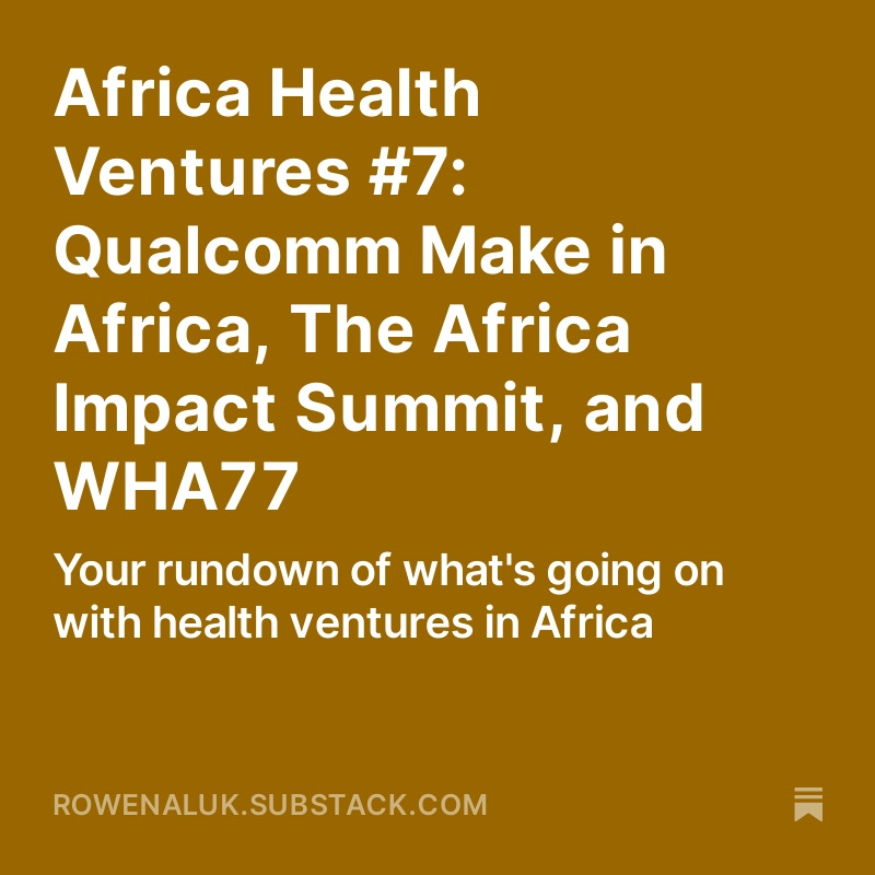 It's been a lot of talk but not a lot of deal flow this past month for #healthtech ventures in Africa. 

Find out more on the Africa Health Ventures newsletter:
open.substack.com/pub/rowenaluk/…