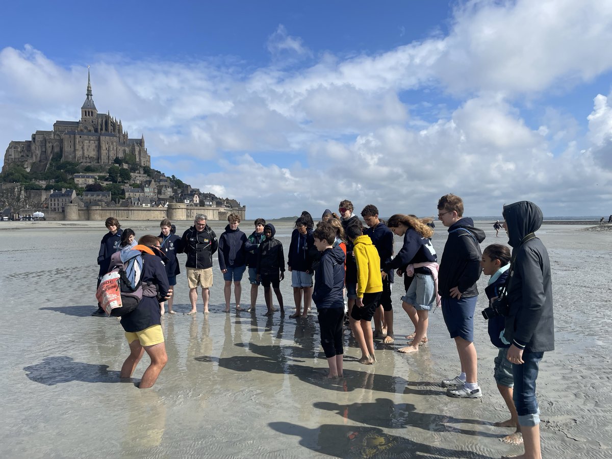 BJAB_French's tweet photo. A trip full of adventure for #BJABYear9 &amp; #BJABYear8 students in Normandy. A mix of #BJABFrench &amp; @BJAB_History. The finale stop at Mont St Michelle taught us how to survive the quick sands. https://t.co/gDWBhdCCwf