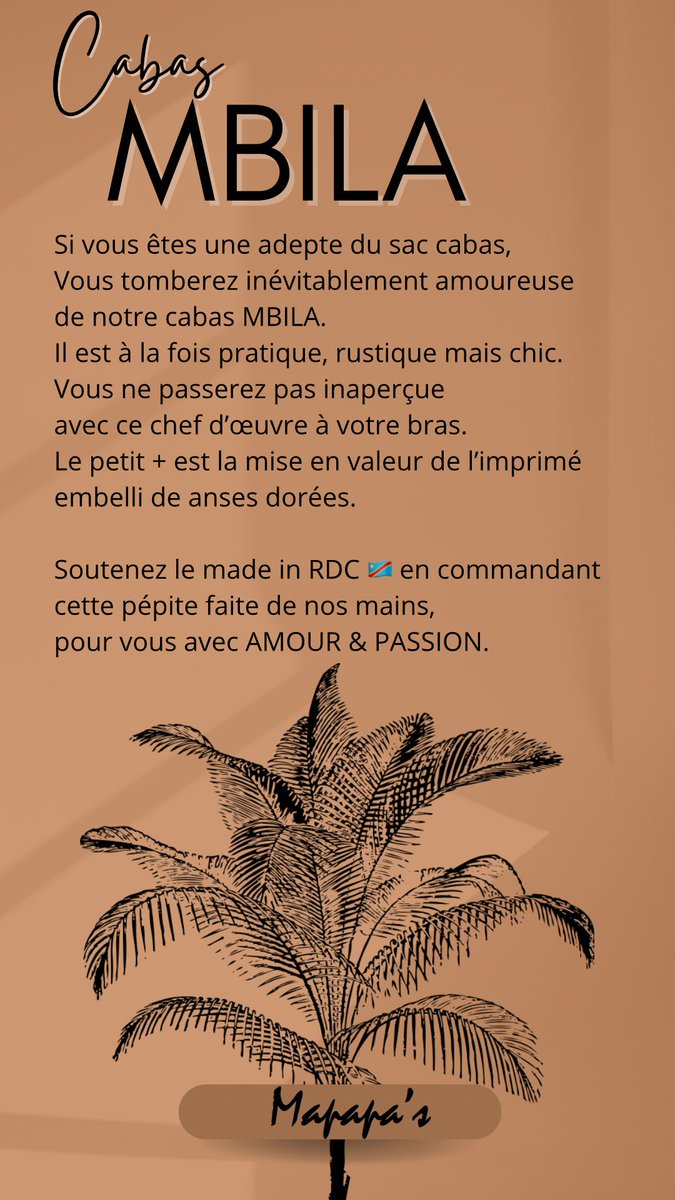 __Mapapas__'s tweet photo. À travers les créations @__Mapapas__ 
nous voulons que la culture congolaise 
soit mise en lumière. 
Noms, inspirations, matières,…
Chacun d'eux contribuent à la transmission de l'héritage culturel congolais à l'international.

#MadeinCongo #MadeinRDC #243 #RDC #Kinshasa #Congo https://t.co/0u4KCTOwuV