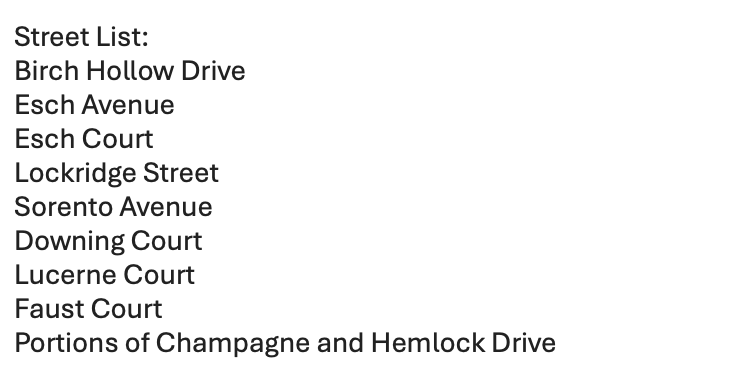 Strawser_Inc's tweet photo. Ann Arbor Residents: 6/4 the streets below will receive the second portion of Cape Seal. Park in driveways. Access in and out will be restricted parts of the day. Check back on 6/4 @5pm for further schedule updates. Call Andrew @614-824-8782 with questions. #SCIResidentUpdates https://t.co/eYVF0FFqip