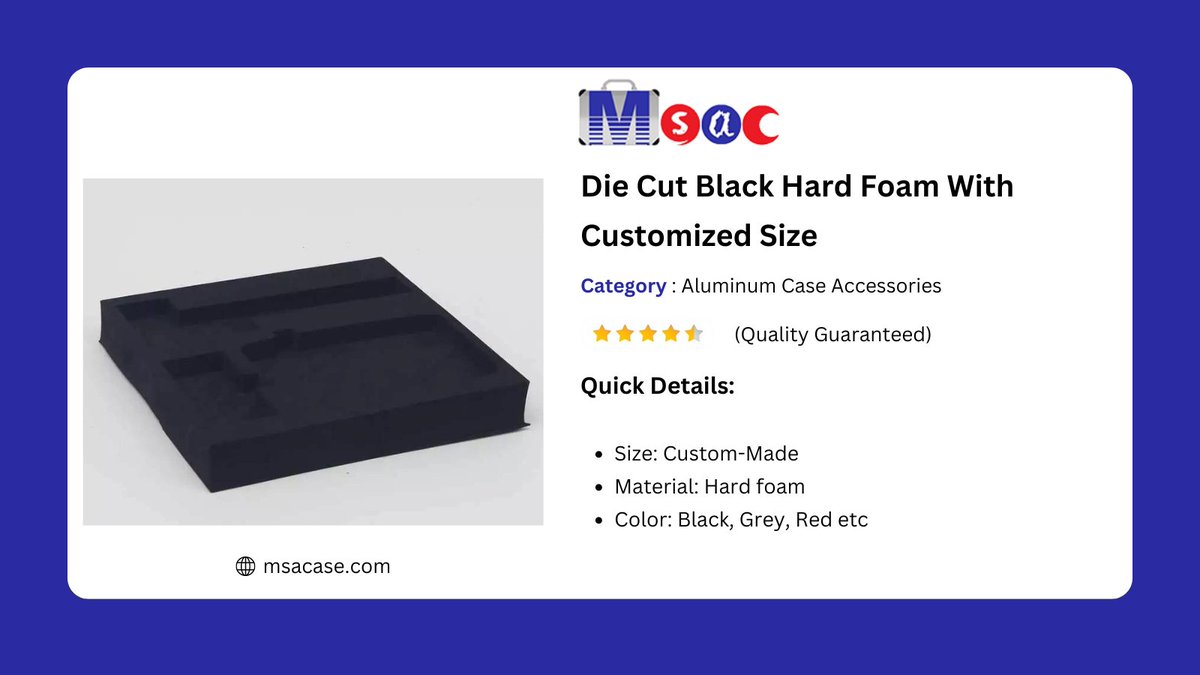 MSACaseCo's tweet photo. Die Cut Black Hard Foam With Customized Size: MSACase offers die-cut black hard foam with customization options for size. This solution is perfect for protecting your valuable products during shipping, storage or display. https://t.co/1BBe8CkGGG

#msacase #blackhardfoam https://t.co/bMq193QHaz