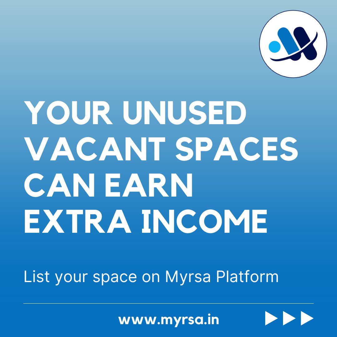 MyrsaTech's tweet photo. YOUR unused vacant spaces can earn extra income.
Read more to know how you can monetise unused and temporary idle property with the help of Myrsa platform. List your space with us.
To know more visit our website 👉https://t.co/KcwExXolEB
#myrsaverse #rentalplatform #listyourspace https://t.co/XAbBoQWxKR