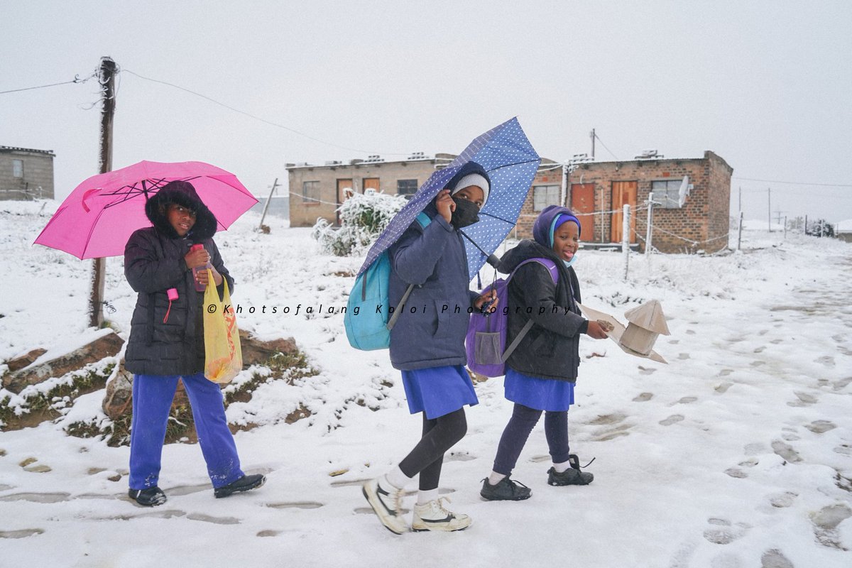 What a beautiful day in the Mountain Kingdom today. Waking up to all white Maseru. 
This is the first time we have snow in the Capital City since 2007
