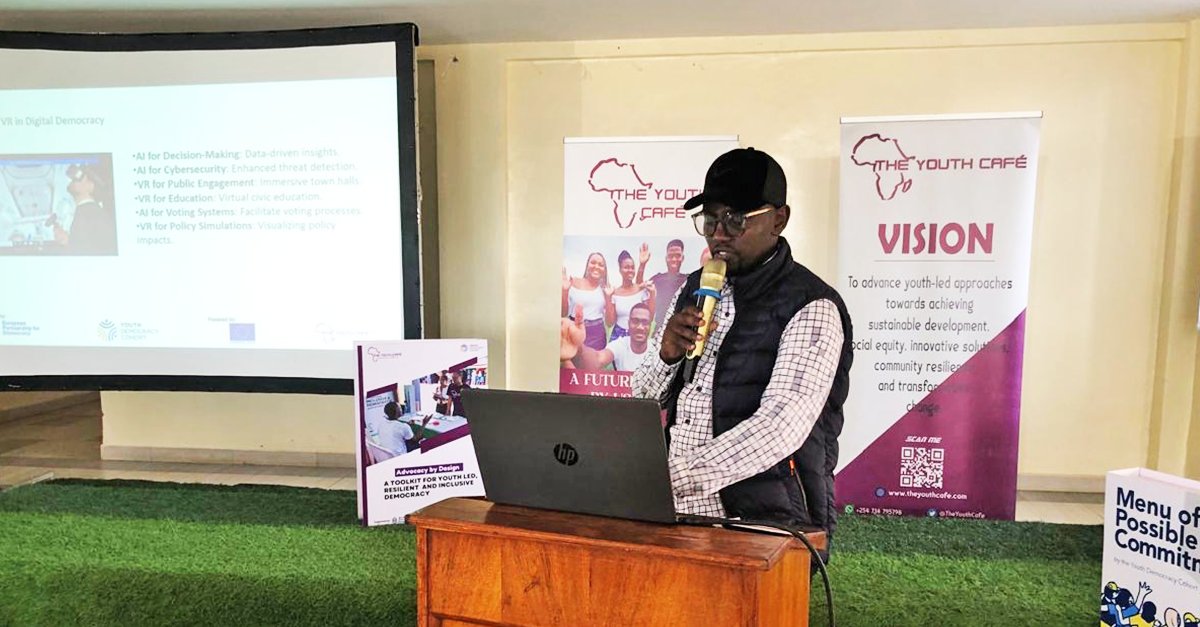 TheYouthCafe's tweet photo. Watson Wambugu (Owatch) talks about ‘Digital Tools In Democracy - Future Proofing Technology’.

This session covers digital platforms and tools that have been great at democratizing advocacy and governance.

@YouthCohort @EUinKenya @EPDeu @_iVoting

#AdvocacyByDesignTYC202 https://t.co/SNZ8i3AaAw