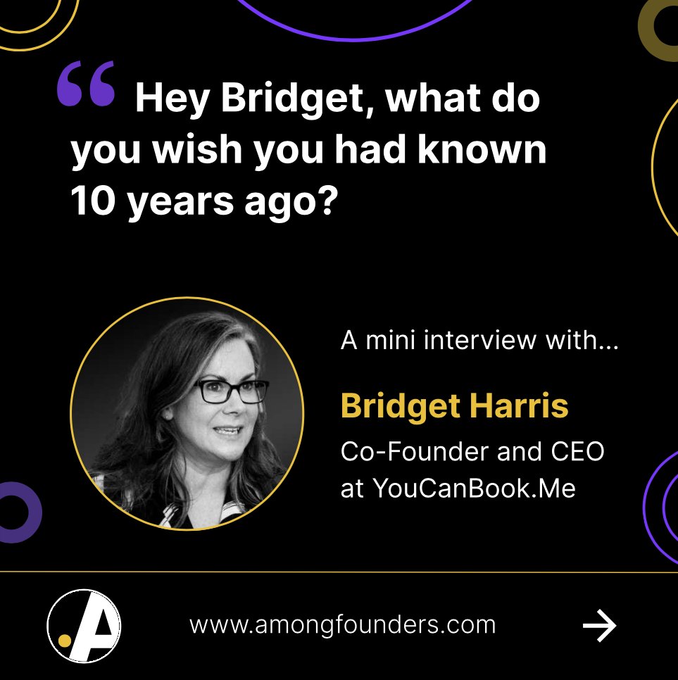 Great insights from Bridget Harris aka <a href="/Bridget_ycbm/">Bridget Harris</a> - CEO and co-founder of <a href="/YouCanBookMe/">YouCanBookMe</a> - in this mini interview with Among Founders. 👇[1/3]