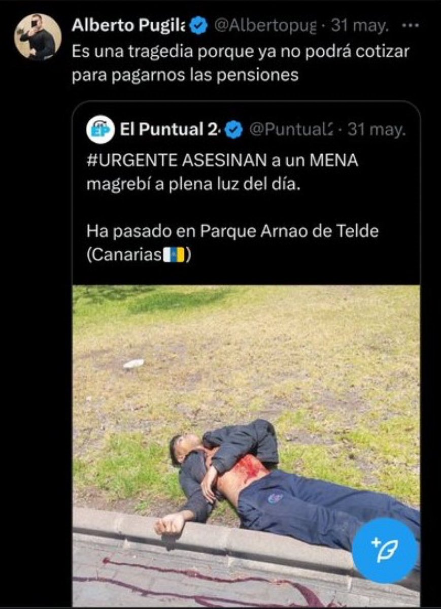 CrazyFeelingFB's tweet photo. @Albertopugilat @jaimecomedia "Los niños no se tocan"... salvo que sean musulmanes.

Entonces, que lo apuñalen es motivo de "bromear" con el menor muerto.

No sé, yo le daría unas vueltas a esta disonancia cognitiva que destila usted y su pensamiento xenófobo. https://t.co/l8FoWgPeVB