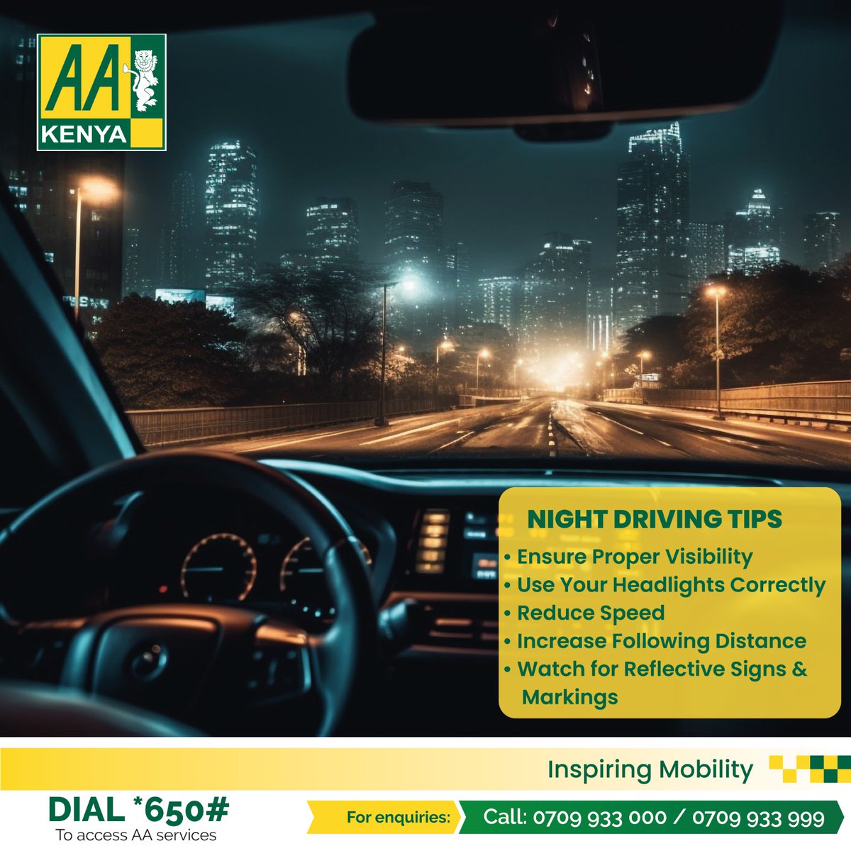 AAKenya's tweet photo. Driving at night safety tips.
#AAKenyacares #InspiringMobility https://t.co/Ego6BYsrtD
