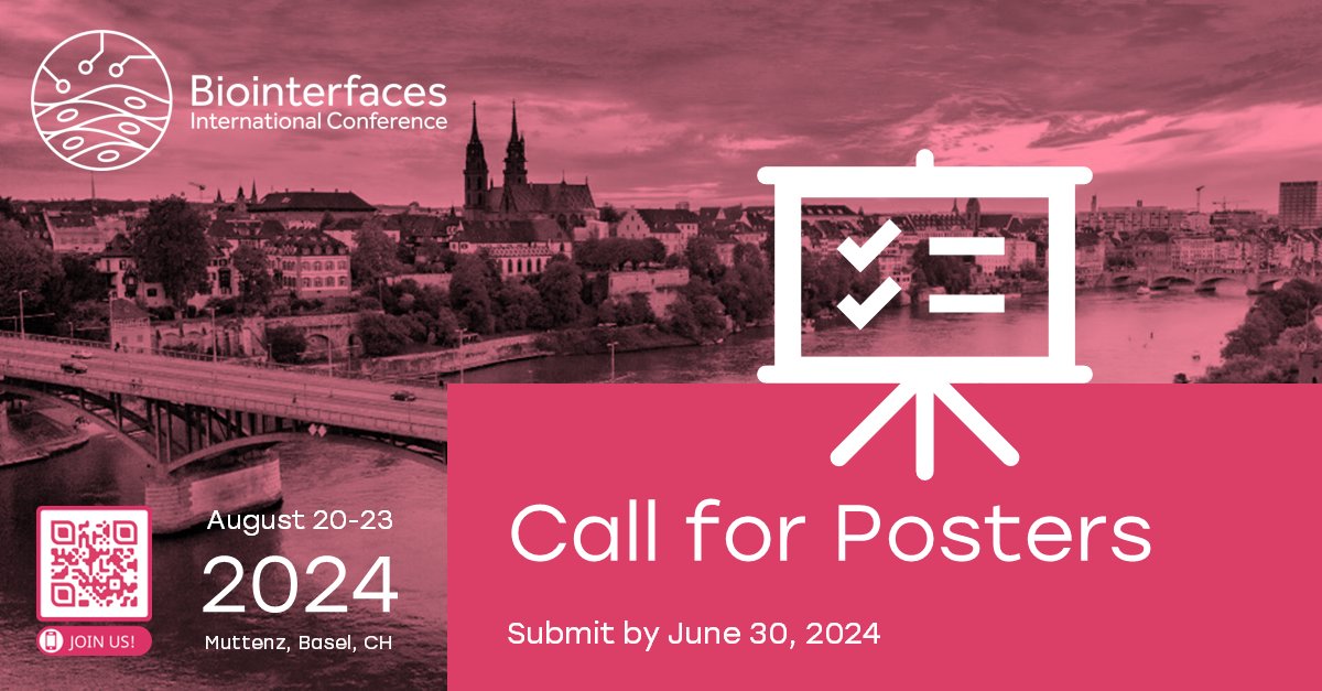 Biointerfaces International Conference 2024 (@bic2024) on Twitter photo Less than 3 months until #BIC2024!
📊 Submit your poster until June 30: biointerfaces.ch/abstract-submi…
✏ Early-bird registration extended to June 30. Participants from <a href="/FHNW/">Fachhochschule Nordwestschweiz FHNW</a>, <a href="/ETH_en/">ETH Zurich</a>, <a href="/ZHAW/">ZHAW</a>, <a href="/Empa_CH/">Empa</a>, <a href="/SNIunibas/">Swiss Nanoscience Institute (SNI)</a>, and students get 50% off.
biointerfaces.ch/registration/
#biointerfaces Less than 3 months until #BIC2024!
📊 Submit your poster until June 30: biointerfaces.ch/abstract-submi…
✏ Early-bird registration extended to June 30. Participants from <a href="/FHNW/">Fachhochschule Nordwestschweiz FHNW</a>, <a href="/ETH_en/">ETH Zurich</a>, <a href="/ZHAW/">ZHAW</a>, <a href="/Empa_CH/">Empa</a>, <a href="/SNIunibas/">Swiss Nanoscience Institute (SNI)</a>, and students get 50% off.
biointerfaces.ch/registration/
#biointerfaces