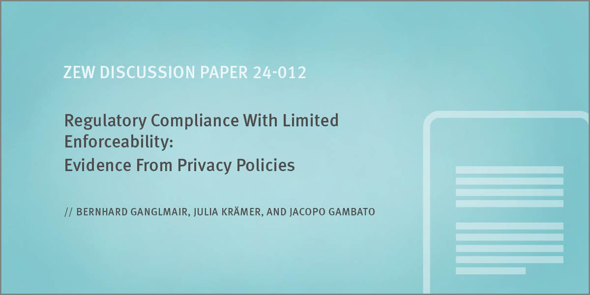 ZEW_en (@zew_en) on Twitter photo #ZEW Discussion Paper 24-012 by <a href="/ganglmair/">Bernhard Ganglmair</a>, <a href="/Julia_Kraemer/">Julia Krämer</a>, and <a href="/JGambato_econ/">Jacopo Gambato</a> investigates how the #GDPR of 2018 influences the disclosure of #data and presents empirical results from German companies.
zew.de/PU86008-1/?twt… #ZEW Discussion Paper 24-012 by <a href="/ganglmair/">Bernhard Ganglmair</a>, <a href="/Julia_Kraemer/">Julia Krämer</a>, and <a href="/JGambato_econ/">Jacopo Gambato</a> investigates how the #GDPR of 2018 influences the disclosure of #data and presents empirical results from German companies.
zew.de/PU86008-1/?twt…