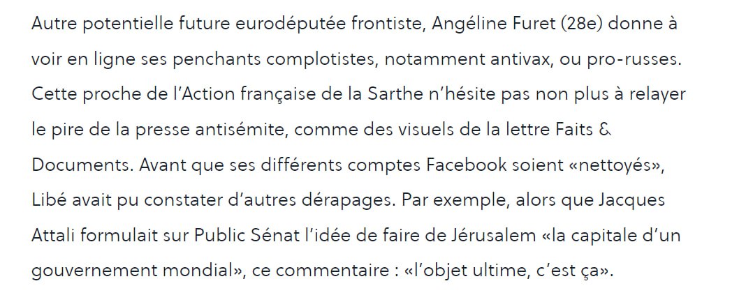 2023 : "Ceux qui ont une idéologie radicale, n'ont pas leur place au sein du RN" <a href="/J_Bardella/">Jordan Bardella</a>

2024 : Nomme <a href="/FuretAngeline/">Angéline Furet</a>, proche de l'Action Francaise en position éligible sur sa liste aux européennes.

Cc <a href="/RNSARTHE/">RN SARTHE</a> et @RNJ_Sarthe
