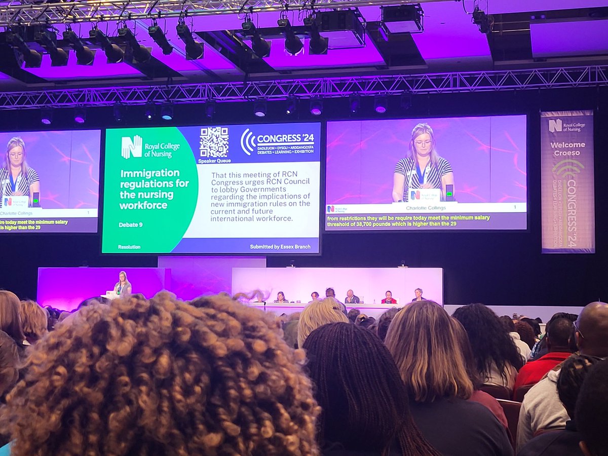 OSoetsane's tweet photo. RCN Congress 24. Today we asked the RCN Congress urged the RCN council to lobby the government's regarding  the implications of new immigration rules on the current and future international workforce https://t.co/HylZYkcZrR
