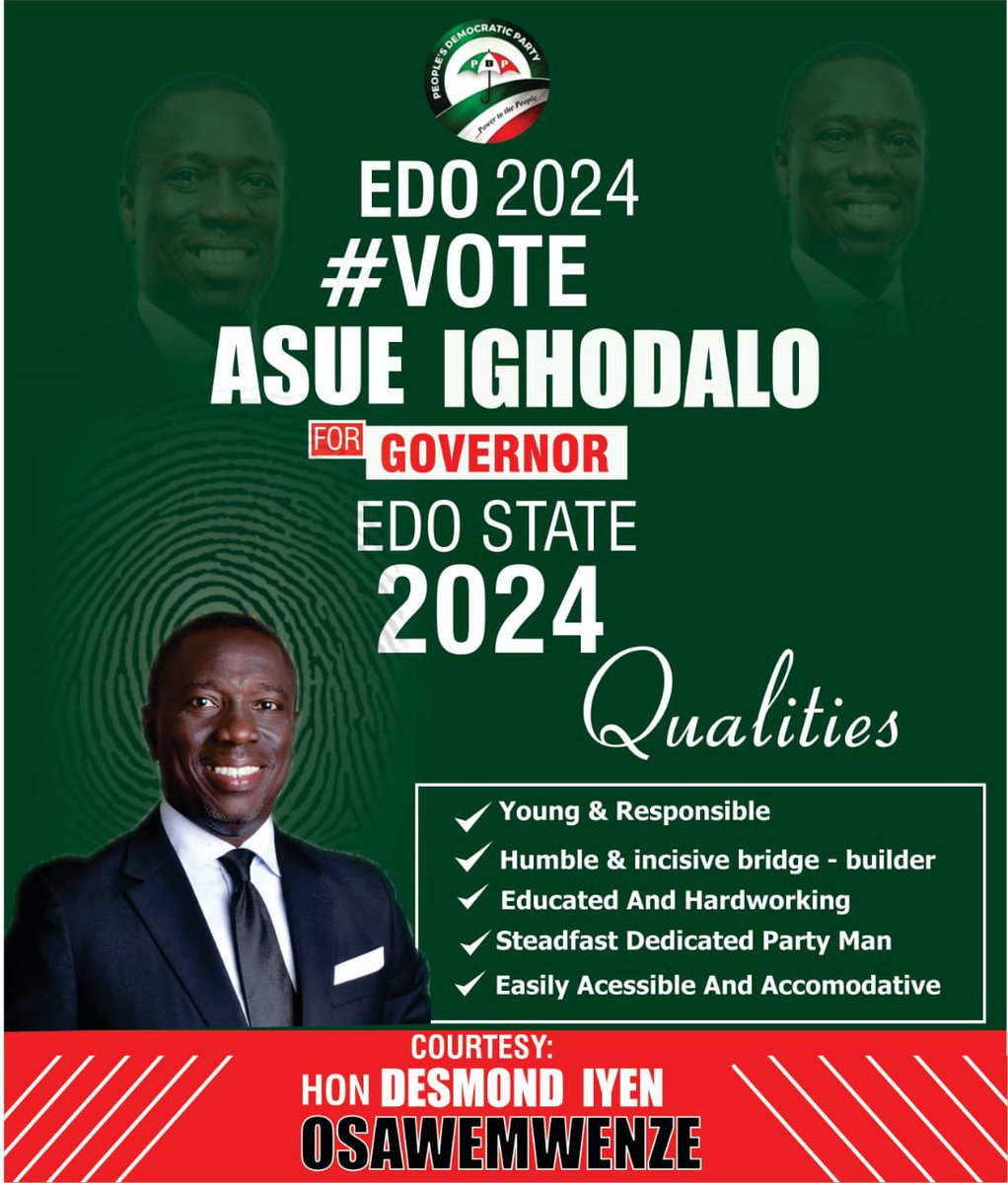 ojoblessing031's tweet photo. We need a leader like Dr. Asue  Ighodalo  who understands how the real economy works and has the vision to fundamentally follow up with the success made so far by the present administration.
#EGoDoAm
#AsueOgie2024 https://t.co/divWSr6lMX