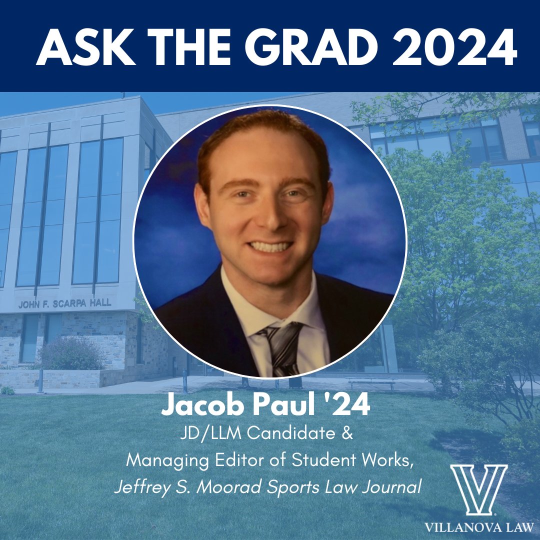 Villanova_Law's tweet photo. “I will miss most the focused classroom environment that encouraged me to question why the world is how it is – legally, socially and morally. And, of course, I will miss my friendly and talented classmates!”– Jacob Paul ’24 #AskTheGrad #NovaGrad2024 https://t.co/N7PWJp4ERg https://t.co/by2GNk1hLz