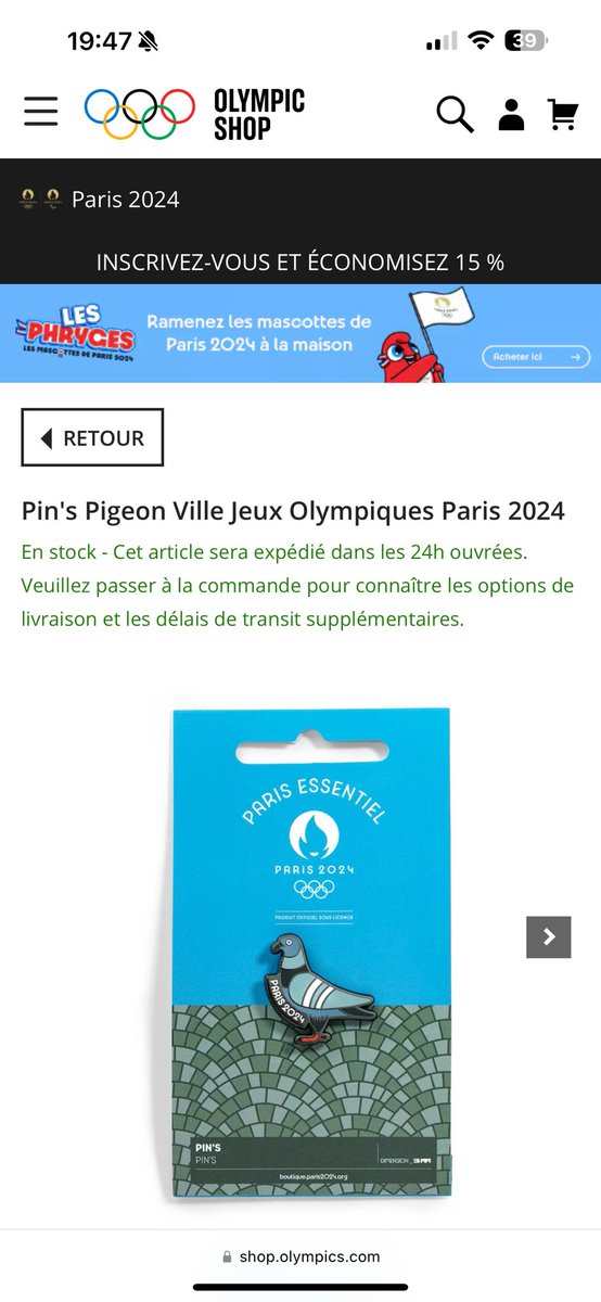 Quand la boutique officielle de <a href="/Paris2024/">Paris 2024</a> te fait passer un message subliminal avec son pin’s
#Welcome les #pigeons 😂😂