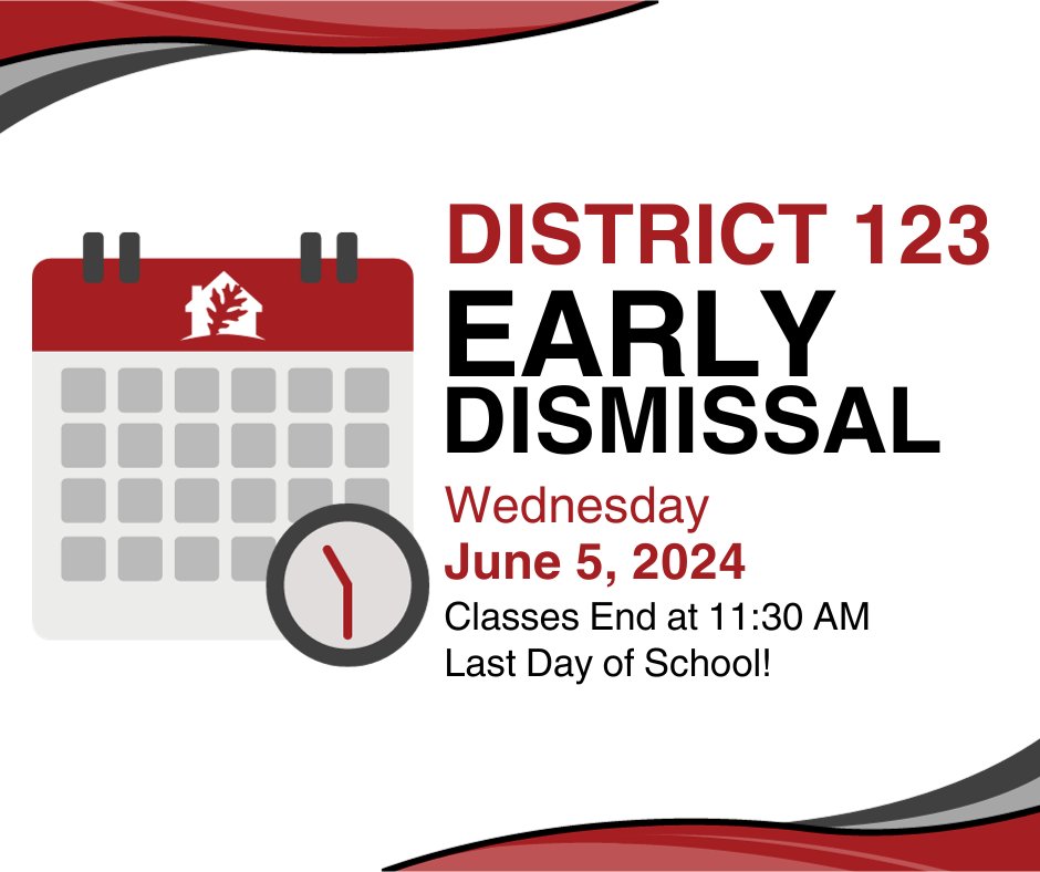 Tomorrow is the Last Day of School! Classes will end at 11:30 AM. Have a wonderful Summer!