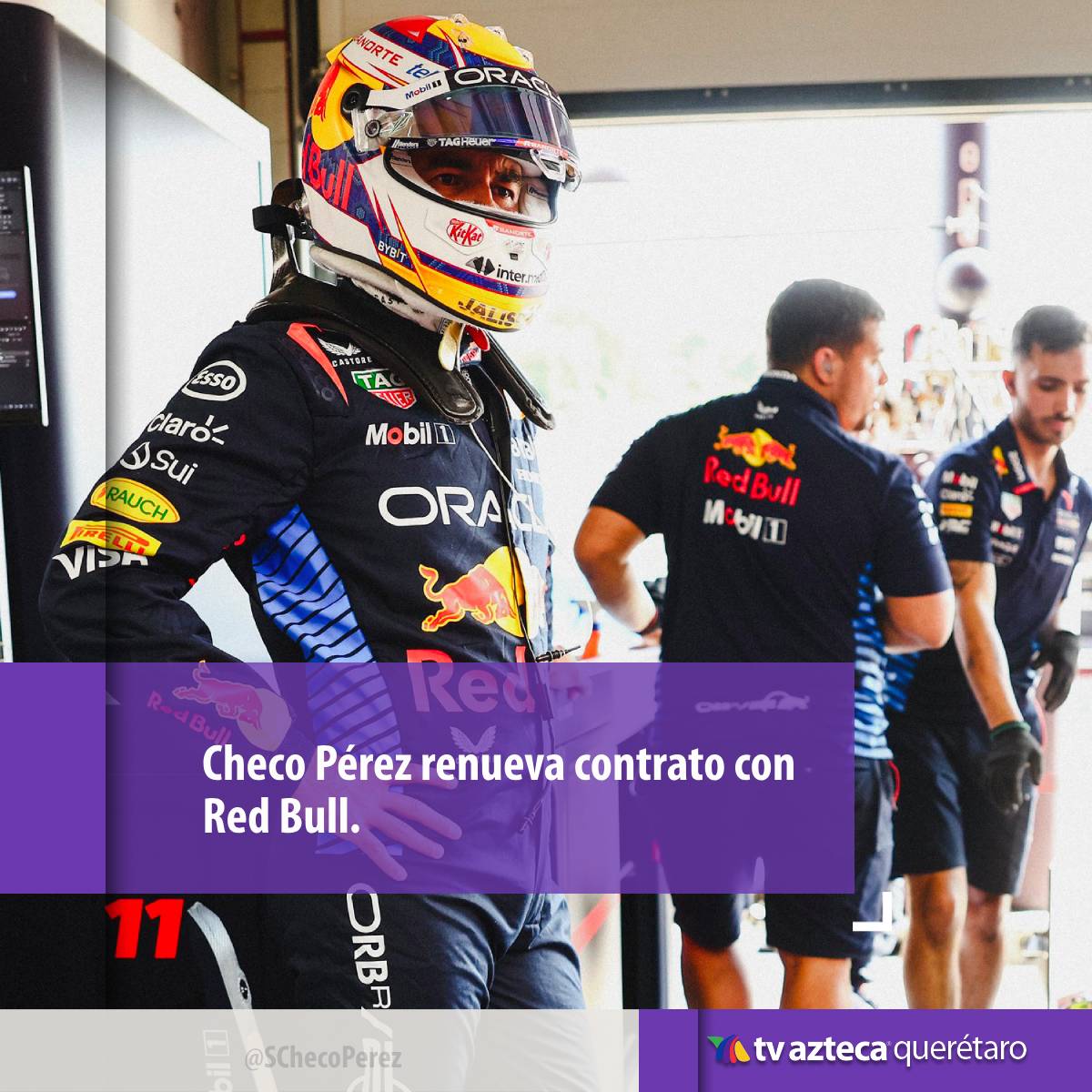 #Deportes l  ¡Ya se sabe! #ChecoPérez acaba de anunciar que ha renovado contrato por 2 años con  #RedBull, añade esta extensión a su contrato actual. 🙌🤩

#TvAztecaQuerétaro #F1