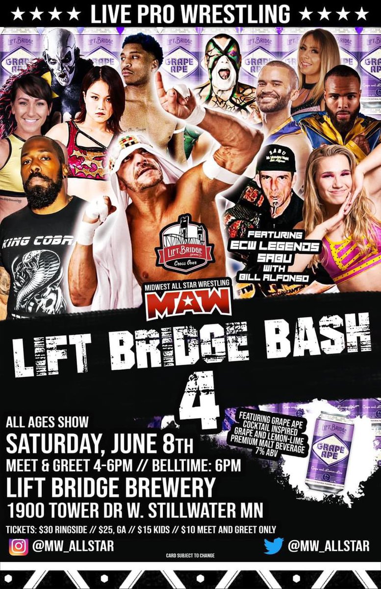 MW_AllStar's tweet photo. This Saturday! 

Lift Bridge Bash 4!

Lift Bridge Brewery
Stillwater MN
Doors 4pm| Bell 6pm
All Ages! 

Tickets

https://t.co/NrYZ3UN8Xy https://t.co/aobd7r7tJT