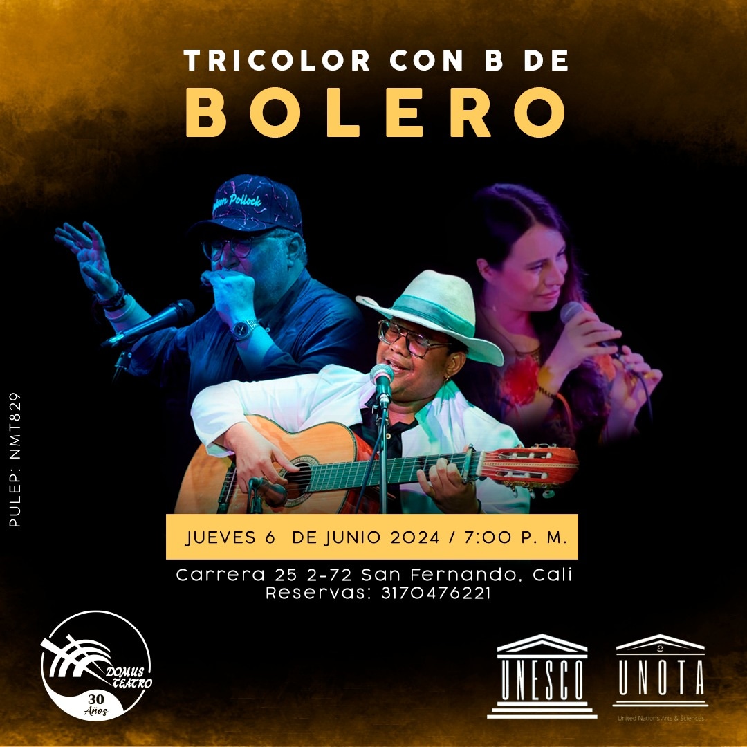 𝗧𝗥𝗜𝗖𝗢𝗟𝗢𝗥 𝗖𝗢𝗡 𝗕 𝗗𝗘 𝗕𝗢𝗟𝗘𝗥𝗢 🎸🎼
Boletería $25.000
20% de descuento para  parejas o con carné de Bellas Artes o de UniMinuto
Reservas 317 0476221
Domus Teatro: Carrera 25 2-72 San Fernando

¡Te esperamos!

#bolero #domusteatro