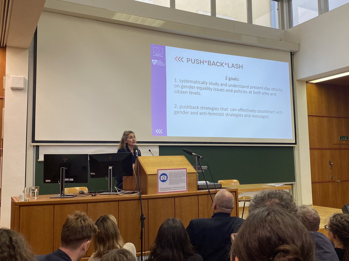 Yesterday, the principal investigator of our project, Zoe Lefkofridi, presented Push*Back*Lash and its goals to a broad public during her Inaugural Lecture at @PLUS_1622. The presentation underscored the importance of gender equality and combating backlash against women's rights.