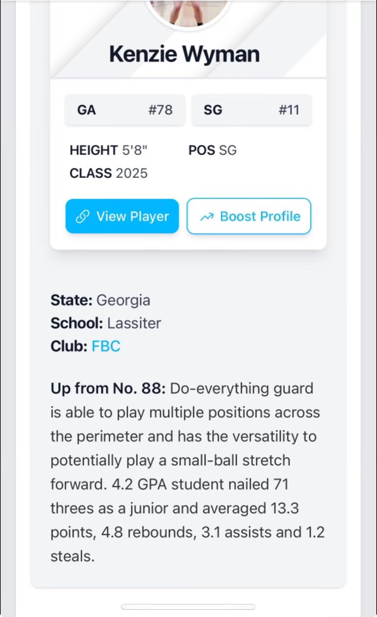 WymanKenzie's tweet photo. Thank you @PGH_Georgia for the write up and rankings! Looking forward to this month with my high school team and then the last of AAU in July! https://t.co/AhmS7Baaqg
