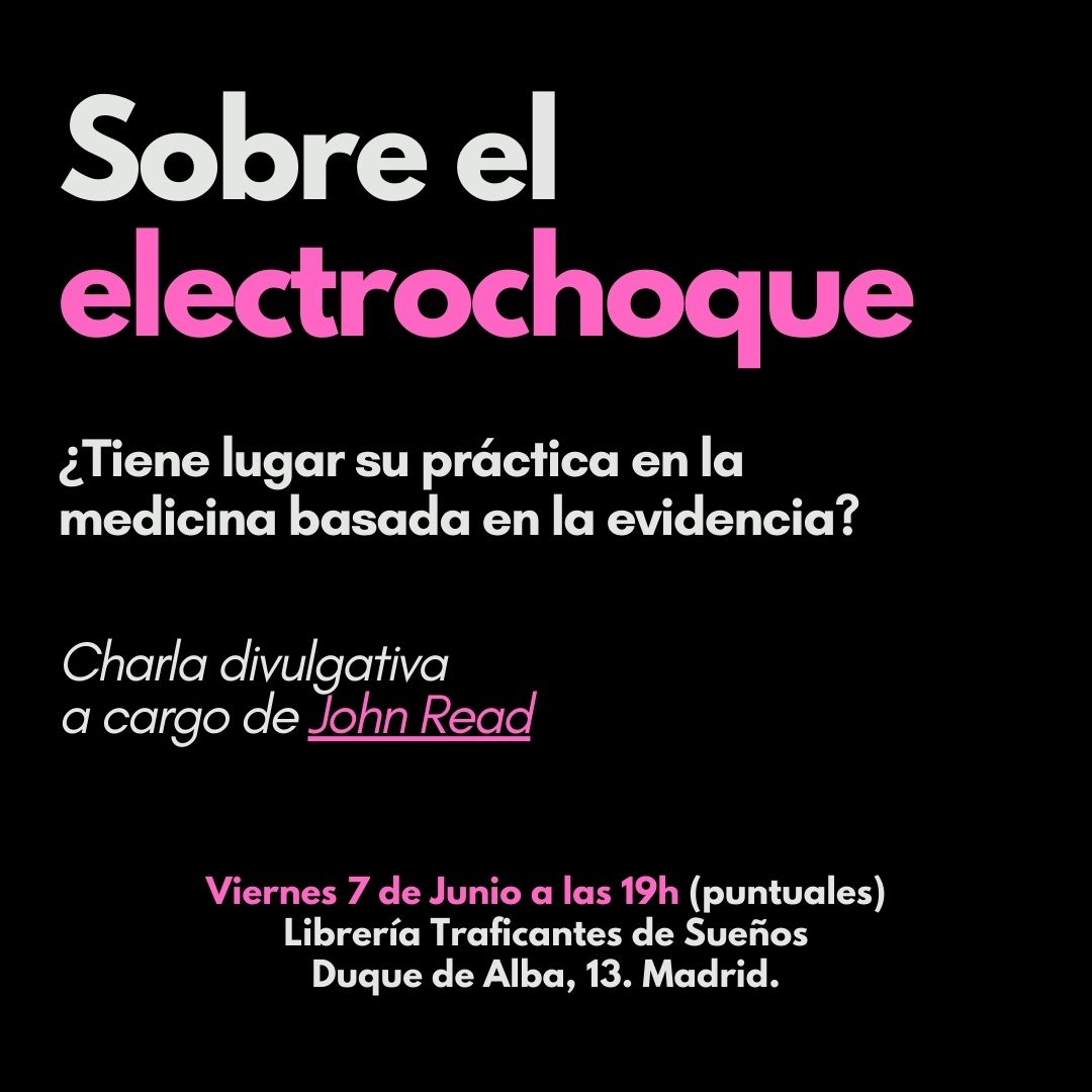 #Actividad

Charla sobre el electrochoque:¿tiene lugar su práctica en la medicina basada en la evidencia?
Con John Road. Actividad organizada por activistas en salud mental
Viernes 7JUN 19hs Duque de Alba 13

acortar.link/W3sbNX
